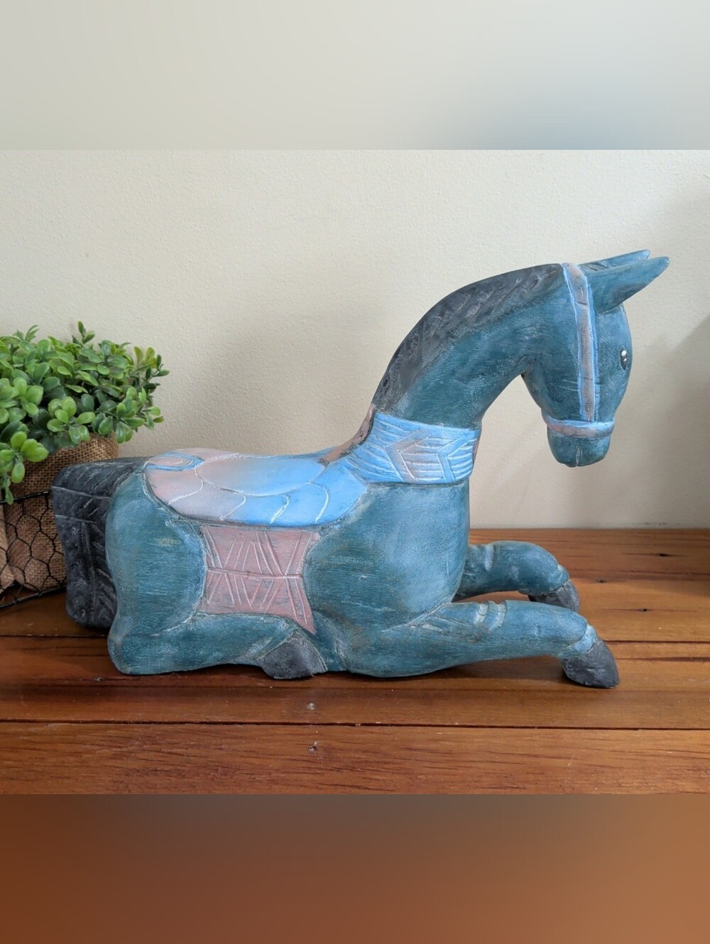 Vintage Primitive Folk Art Wood Carved Rustic Horse Sculpture